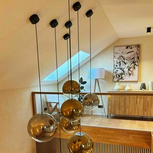 Lustră s.luce Orb neagră, modulară, 12xE27, sticlă, metal, 50 cm small 13