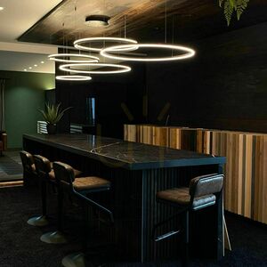 Lustră suspendată s.luce Ring LED aurie, 5 becuri, 120 cm, dimabilă 4 Lustră suspendată s.luce Ring LED aurie, 5 becuri, 120 cm, dimabilă small 4
