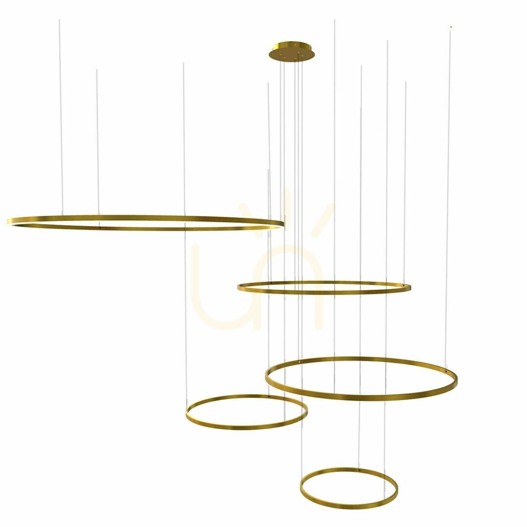 Spectacol Lustră suspendată s.luce Ring LED aurie, 5 becuri, 120 cm, dimabilă Lustră suspendată s.luce Ring LED aurie, 5 becuri, 120 cm, dimabilă