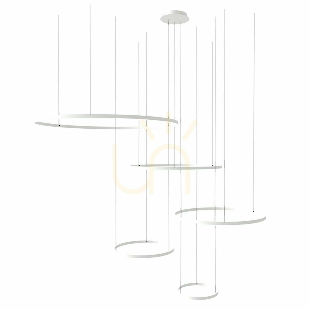previzualizare Lustră suspendată LED s.luce Ring neagră 5 inele 120 cm dimabilă Lustră suspendată LED s.luce Ring neagră 5 inele 120 cm dimabilă