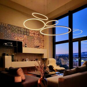 Lustră suspendată LED s.luce Ring neagră 5 inele 120 cm dimabilă 2 Lustră suspendată LED s.luce Ring neagră 5 inele 120 cm dimabilă small 2