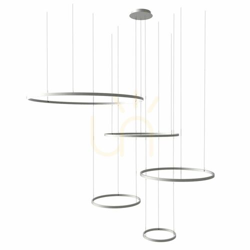 Verifica Lustră LED s.luce Ring argintie 5 becuri, 150 cm, dimabilă, modernă