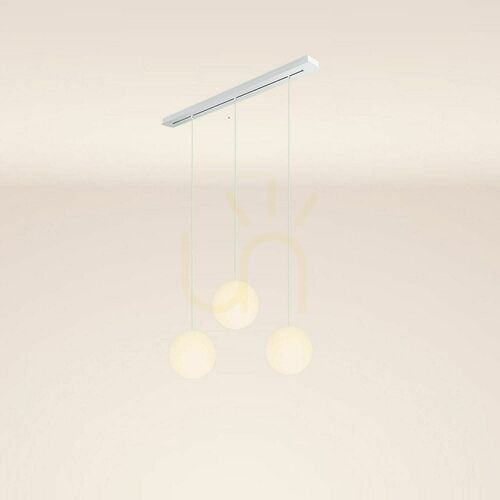 Verifica Lustră suspendată s.luce Orb albă Ø30 cm, 3 becuri, sticlă și metal, modernă