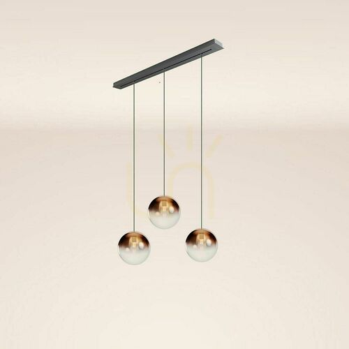 Verifica Lustră s.luce Orb cu 3 becuri, cupru, Ø30 cm, sticlă și metal, E27, dimabilă
