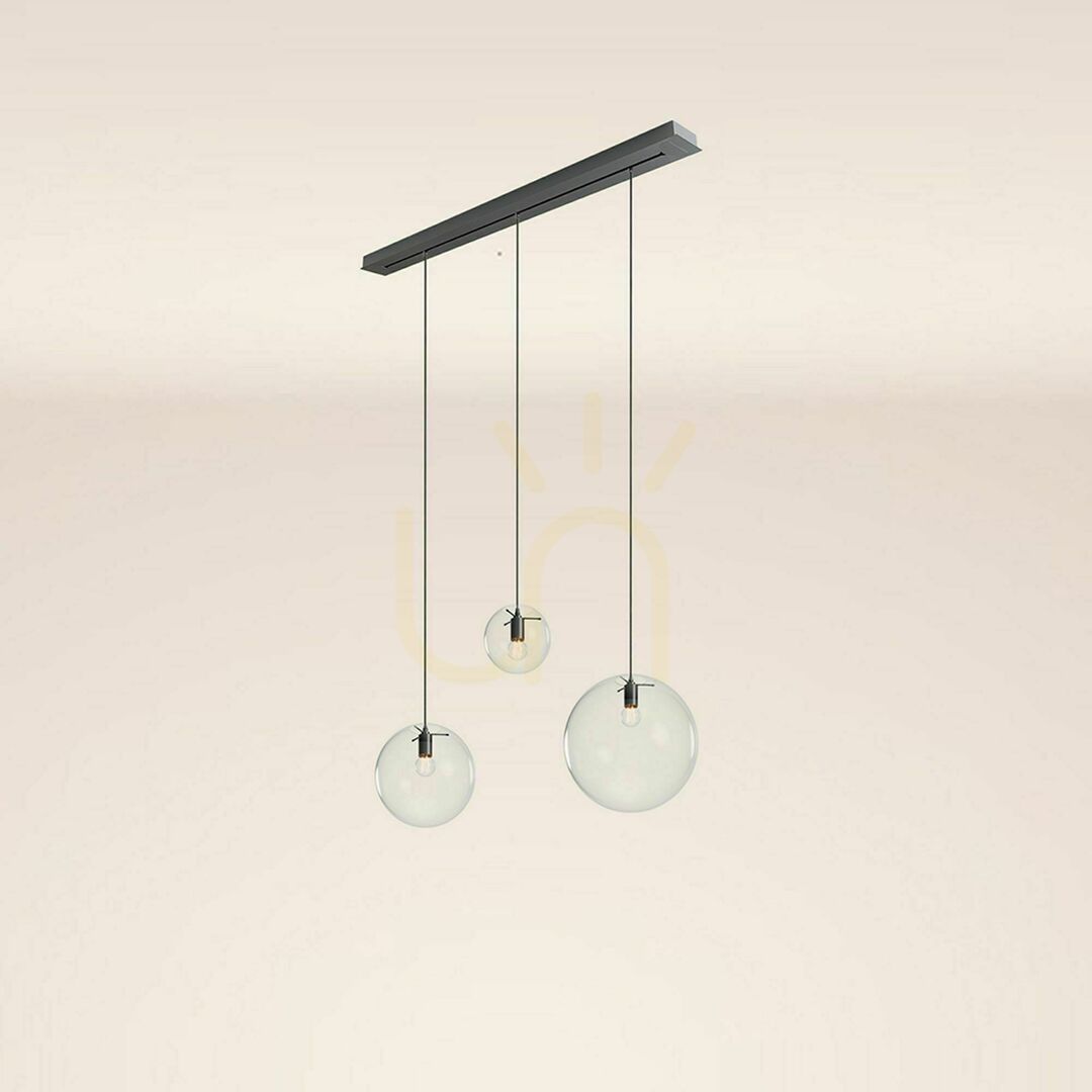 Spectacol Lustră suspendată s.luce Orb aurie, 3 becuri, sticlă, 120 cm, Ø 20/30/40 cm Lustră suspendată s.luce Orb aurie, 3 becuri, sticlă, 120 cm, Ø 20/30/40 cm