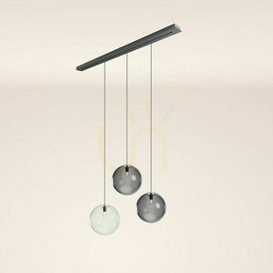 Lustră s.luce Orb fumuriu 3xE27, sticlă și metal, Ø40 cm, modernă 1 Lustră s.luce Orb fumuriu 3xE27, sticlă și metal, Ø40 cm, modernă small 1
