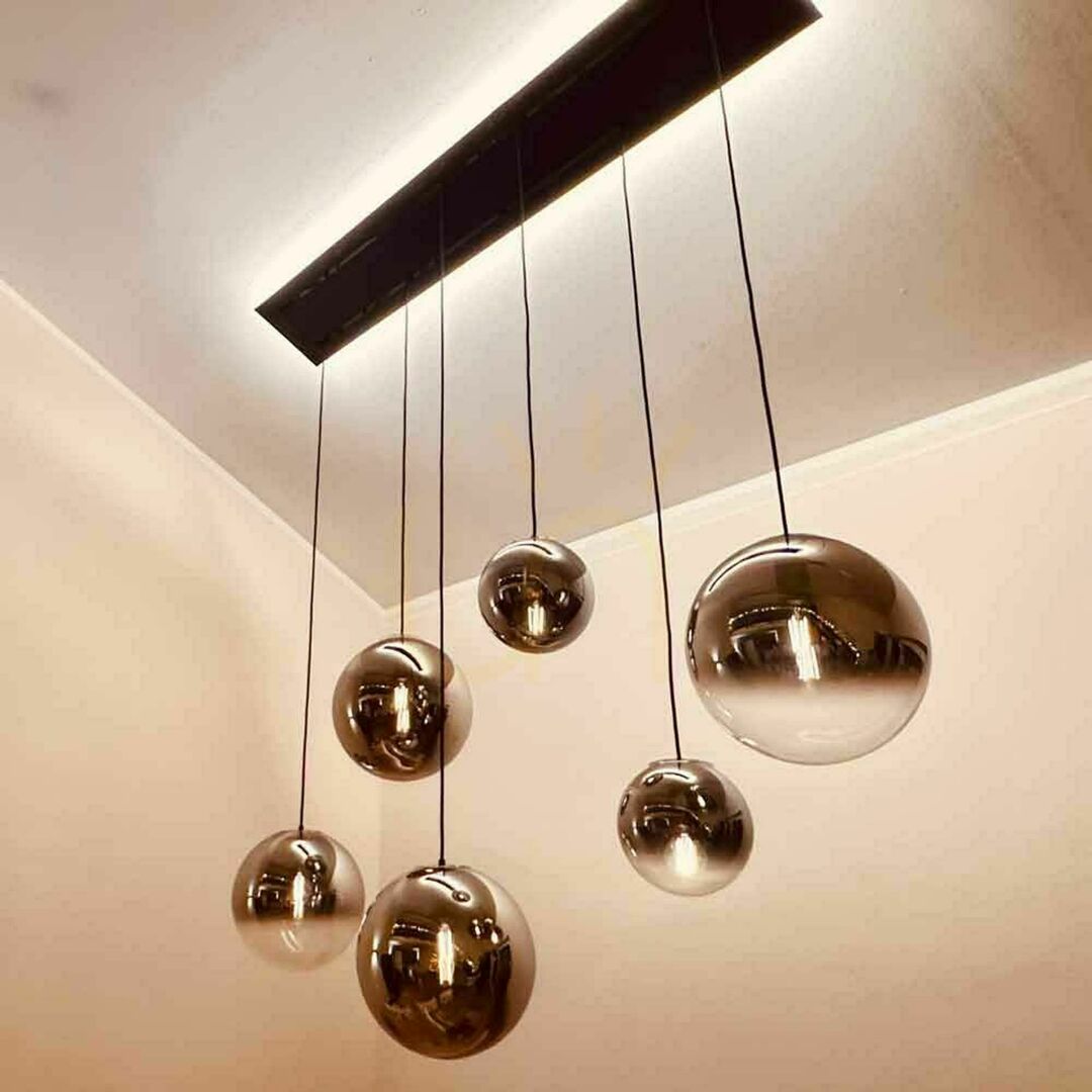 previzualizare Lustră s.luce Orb albă 5 becuri E27 sticlă metal 40 cm modernă Lustră s.luce Orb albă 5 becuri E27 sticlă metal 40 cm modernă