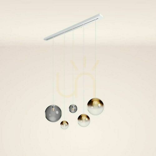 Verifica Lustru suspendat s.luce Orb auriu 5 becuri E27, sticlă metal, modern, 160 cm
