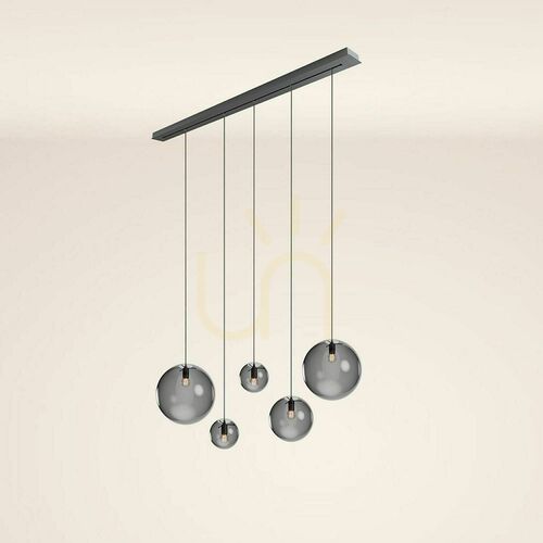 Verifica Lampă suspendată s.luce Orb 5xE27, sticlă fumurie gradient, bară 160 cm, albă