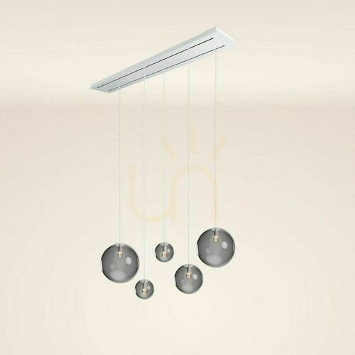 Verifica Lustră s.luce Orb fumuriu sticlă metal 5 becuri E27, 40 cm, dimabilă