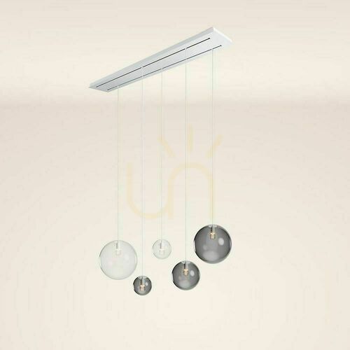 Verifica Lustră s.luce Orb fumuriu 5 becuri E27 sticlă metal, dimmabilă, 160 cm