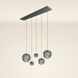 Pendulă s.luce Orb cu 5 becuri, pe două rânduri, 160 cm, sticlă transparentă, suspensie albă small 4