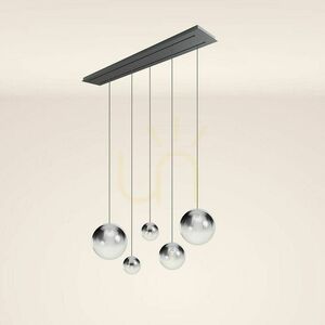 Lustră s.luce Orb cu 5 becuri E27, sticlă și metal, 160 cm small 8