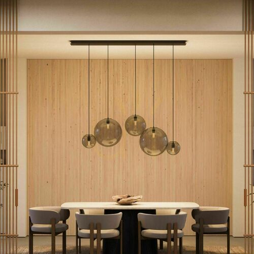 Verifica Lustră s.luce Orb aurie, 5 becuri, sticlă și metal, 160 cm