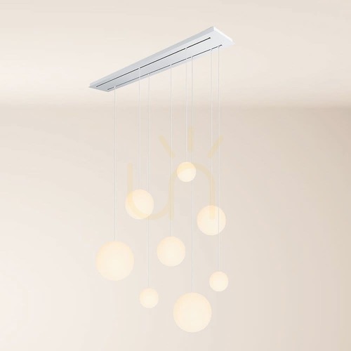 Verifica Lustră s.luce Orb albă 8 becuri E27, sticlă, 160 cm, modernă