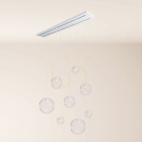 Verifica Lustră s.luce Orb 8 brațe E27 sticlă metal, rotundă, 40 cm, dimmabilă