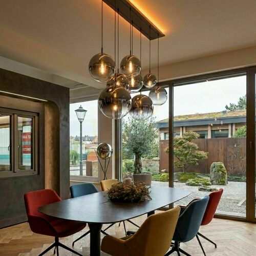 Verifica Lustră s.luce Orb albă 8 brațe, sticlă metal, dimabilă, E27