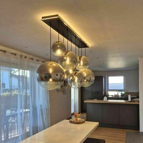 Verifica Lustră s.luce Orb 8 brațe E27 sticlă metal 160 cm, 2 rânduri