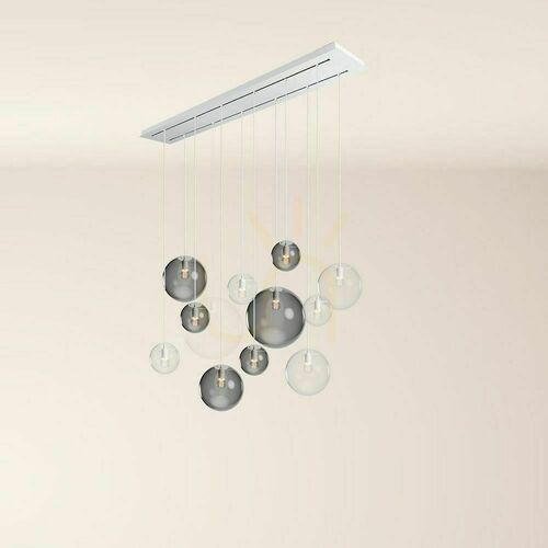 Verifica Lustră s.luce Orb fumurie 12 becuri E27 160 cm sticlă metal modernă