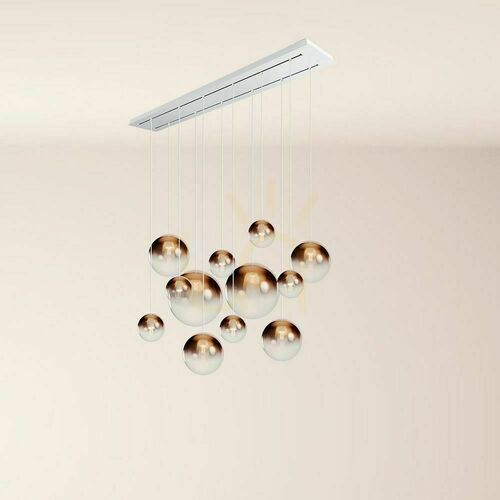 Verifica Lustră s.luce Orb cupru sticlă metal 12xE27 160 cm, rotundă