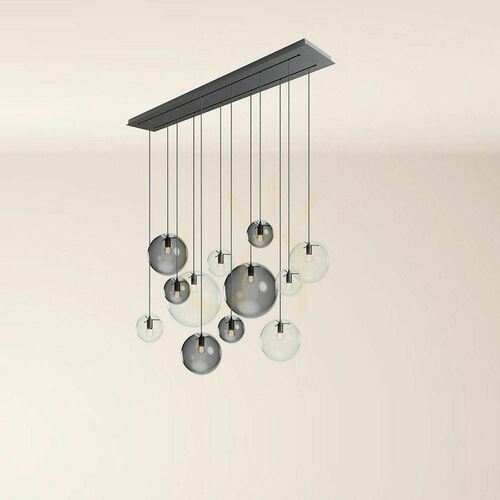 Verifica Lustră s.luce Orb fumuriu 12 becuri sticlă metal, dimmabilă, 160 cm