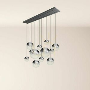 Lustră s.luce Orb fumuriu sticlă metal 12 becuri E27 160 cm 2 rânduri small 7
