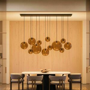 Lustră s.luce Orb fumuriu 12 becuri E27 sticlă metal 160 cm small 0
