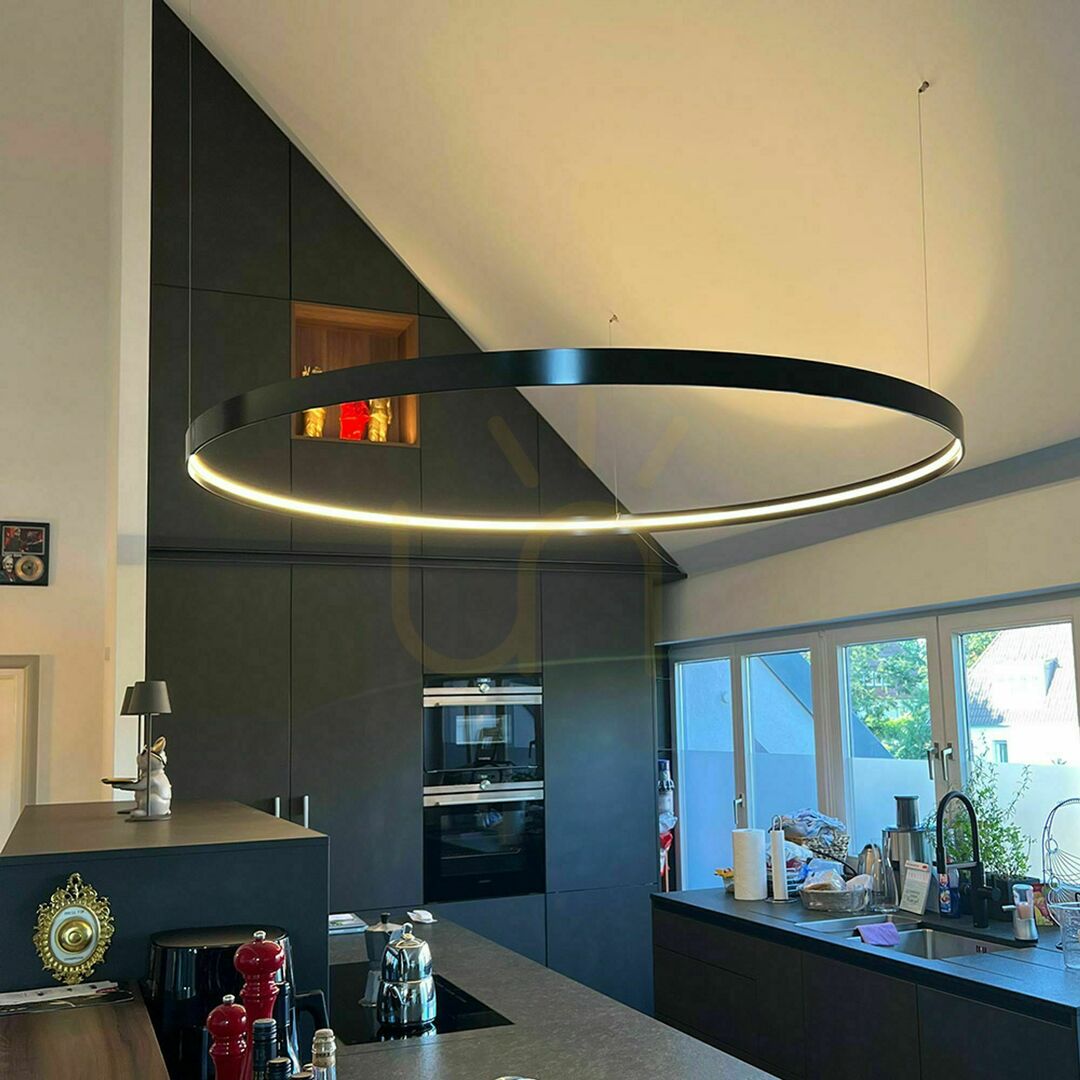 Vedere Lustră suspendată LED s.luce Ring XL neagră Ø180 cm dimabilă Lustră suspendată LED s.luce Ring XL neagră Ø180 cm dimabilă