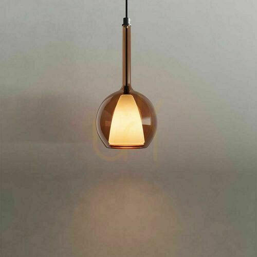 Verifica Lampă suspendată s.luce Belluna maro sticlă Ø14 cm modernă