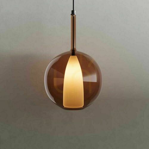 Verifica Lampă suspendată s.luce Belluna, maro, sticlă, rotundă, Ø 24 cm, E27