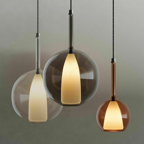 Verifica Lampă suspendată s.luce Belluna maro sticlă 24 cm, modernă