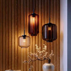 Lampa suspendată s.luce Velo Glass maro sticlă cilindrică Ø18 cm E27 dimmabilă small 0