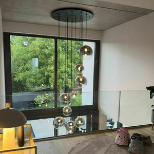 Lustră suspendată s.luce Orb sticlă albă 40 cm, E27, dimabilă small 6