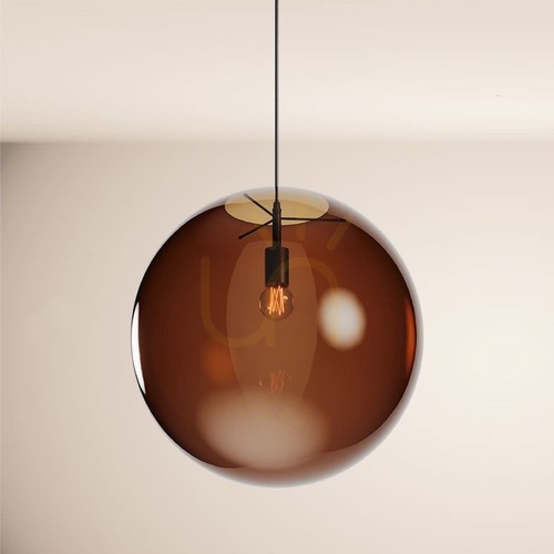 Verifica Lustră s.luce Orb sticlă maro 50 cm, E27, dimabilă, modernă
