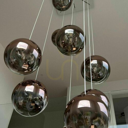 Verifica Lustră suspendată s.luce Orb din sticlă și metal cupru 40 cm E27 dimabilă