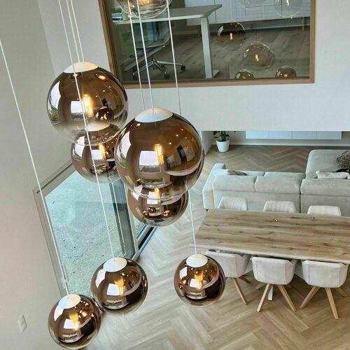 Verifica Pendul s.luce Orb cu glob de sticlă fumuriu în degrade, 50 cm, E27, suspendare 500 cm