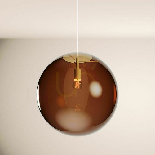 Verifica Lampă suspendată s.luce Orb cu glob de sticlă maro 50 cm, suspensie albă, 1x E27