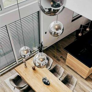Lampă suspendată s.luce Orb cu glob de sticlă maro 50 cm, suspensie albă, 1x E27 small 4
