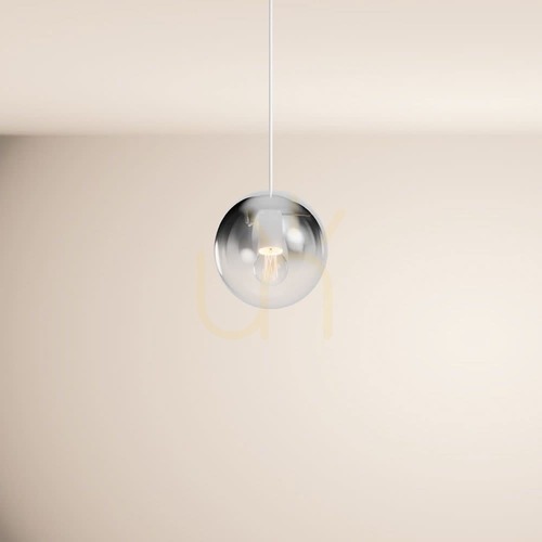 Verifica Lustră suspendată s.luce Orb glob de sticlă fumurie în degrade 20 cm suspensie albă E27