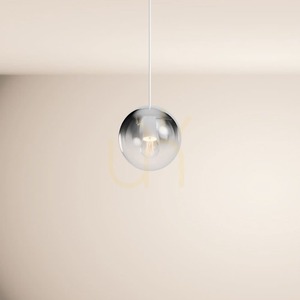 Lustră suspendată s.luce Orb glob de sticlă fumurie în degrade 20 cm suspensie albă E27 small 12