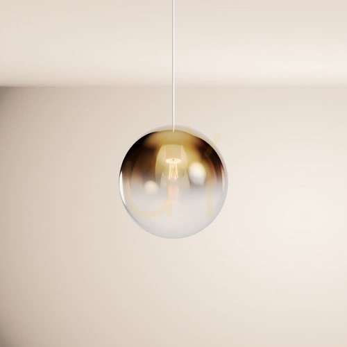 Verifica Lampă suspendată s.luce Orb aurie din sticlă, Ø30 cm, E27, modernă