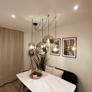 Lampă suspendată s.luce Orb aurie din sticlă, Ø30 cm, E27, modernă small 6