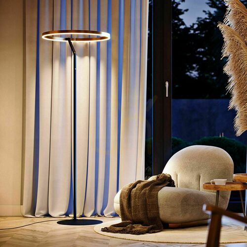 Verifica Lampă de podea s.luce Ring LED argintie Ø 60 cm, dimmer tactil