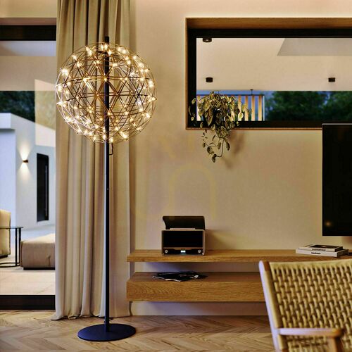 Verifica Lampă de podea LED s.luce Atom Metal neagră rotundă Ø50 cm, dimmer tactil