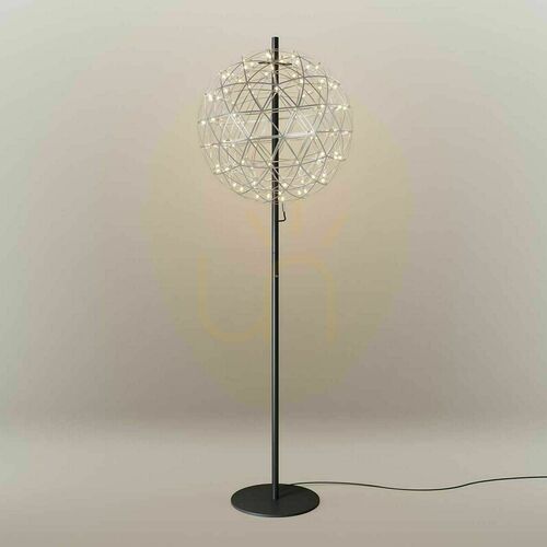 Verifica Lampă de podea LED s.luce Atom metal negru Ø 70 cm, 208 cm, dimmer tactil