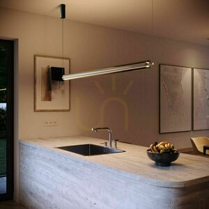 Lampă suspendată LED s.luce Ranya argintie sticlă 130 cm, dimabilă, telecomandă small 1