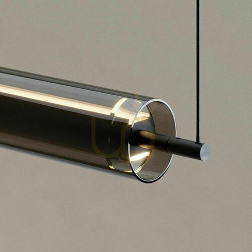 Verifica Lampă suspendată LED s.luce Ranya 160 cm, sticlă fumurie, corp negru
