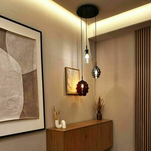 Lampa suspendată s.luce Echos sticlă fumurie Ø25 cm E27, modernă small 7