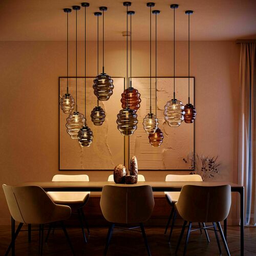 Verifica Lampă suspendată s.luce Echos sticlă transparentă Ø18 cm, E27, 150 cm