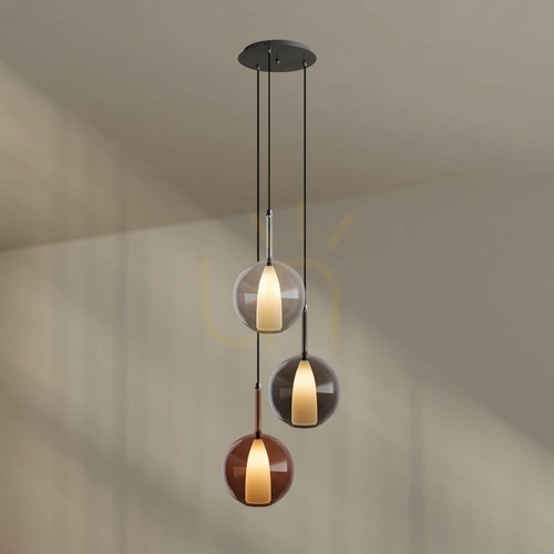 Verifica Lustră s.luce Belluna 3 becuri multicolor sticlă metal Ø40 cm modermă